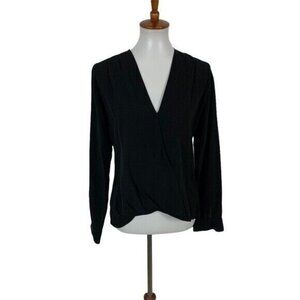 Desray Womens Top 36 Black Long Sleeve V Neck Blouse Career Casual